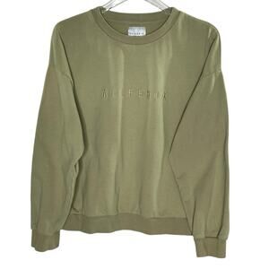 All Fenix S Womens Dusty Olive Sweatshirt Embroidered Spell Out Active Gym